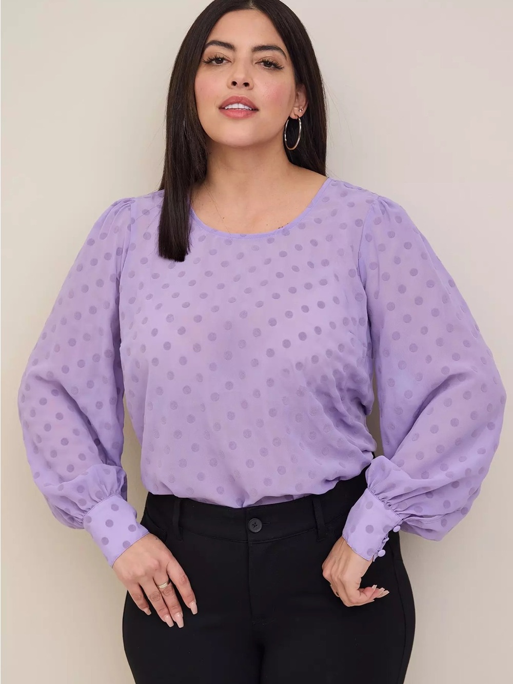 NWT Torrid Purple Chiffon Clip Dot Puff Sleeve Blouse 4X 26
